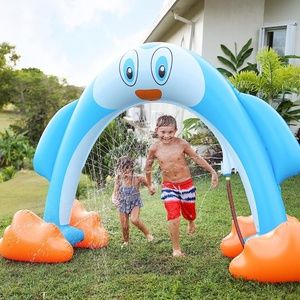 Balakaka Arche Gonflable Sprinkler Requins 250x175x95cm - Jeu D'Eau Extérieur Pour Enfants